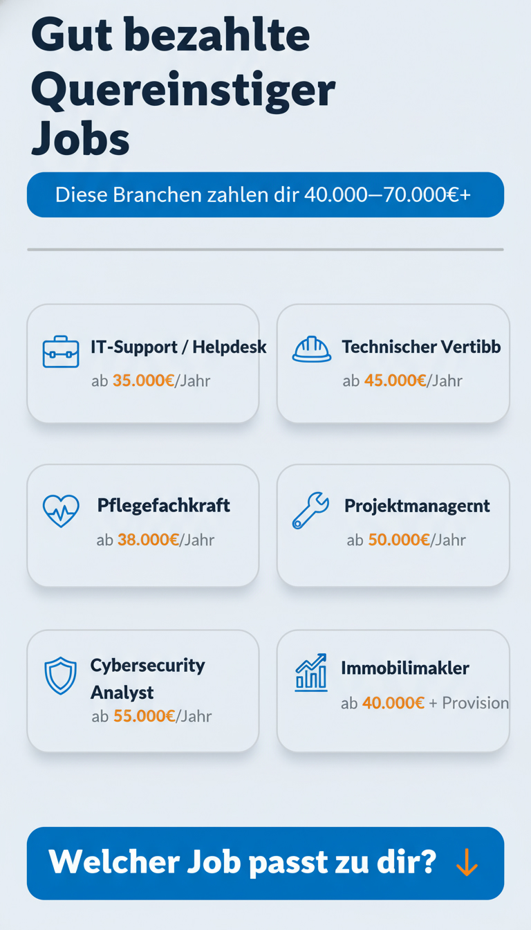 gut bezahlte quereinsteiger jobs – Infografik 1